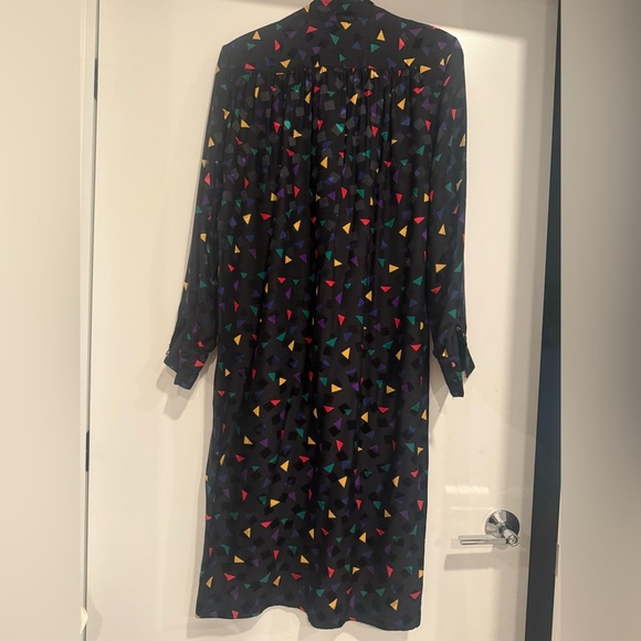 Jack Mulqueen Vintage Abstract Print Silk Dress Size 10 - Picture 2 of 3